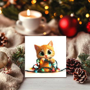 Orange Kitten Brighening Feiertagskarte