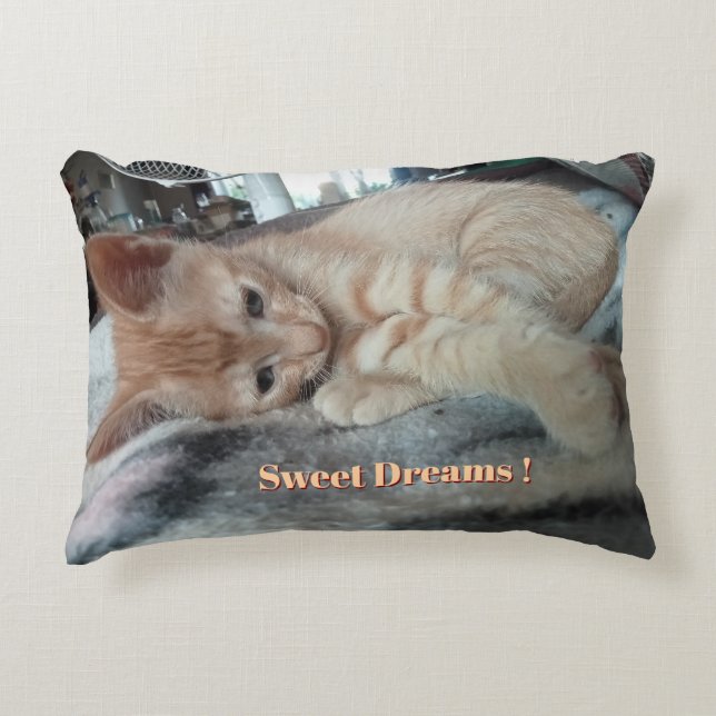 Orange Kitten , Funny Text ,  Photo Customisable   Dekokissen (Vorderseite)