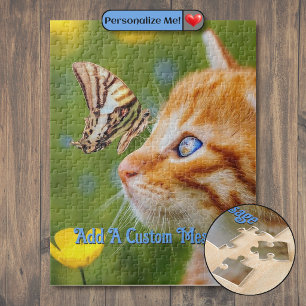 Orange Kitten gestreifter Schmetterling Puzzle