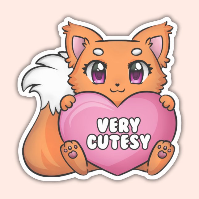 Orange Kitten Holding Heart, Sehr Cutesy Aufkleber (Von Creator hochgeladen)