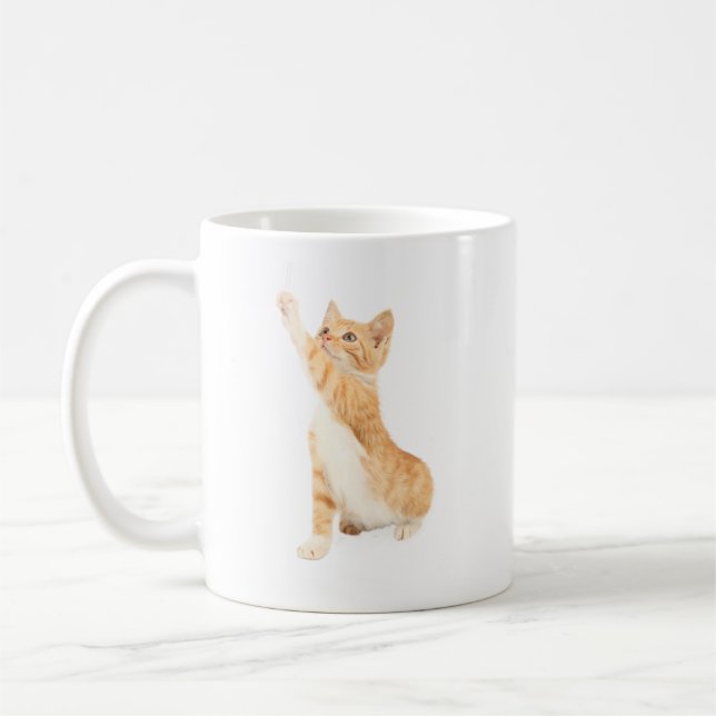 Orange Kitten - Niedliche Orange cat Raising Paw Kaffeetasse (Links)