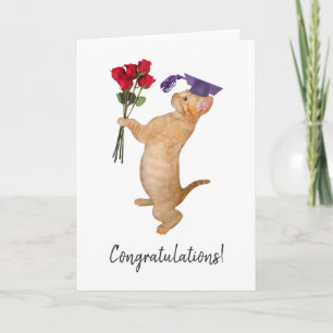 Orange Kitten with Red Roses Graduation Card Karte