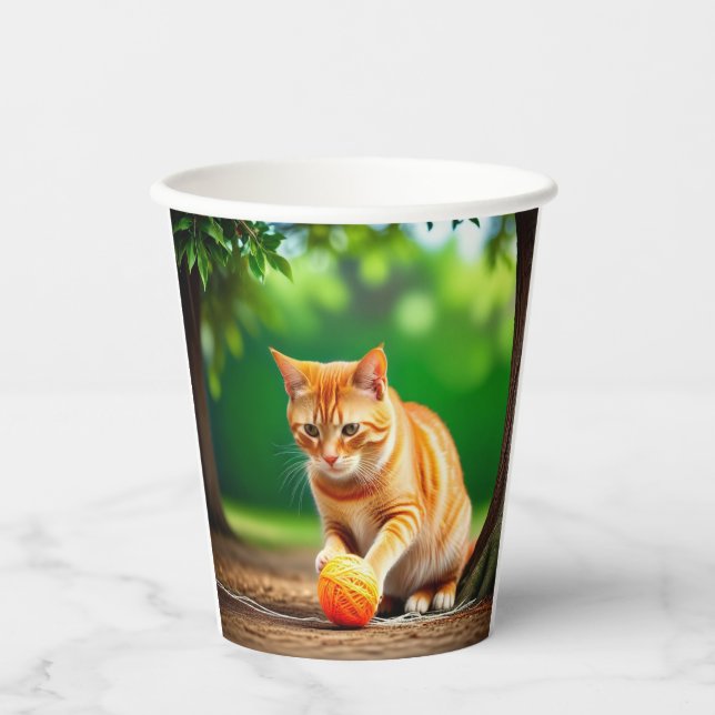 Orange Kitty Pappbecher (Vorderseite)