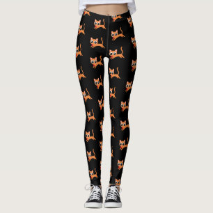 Orange Kitty rennt mit einem Herz ab Leggings