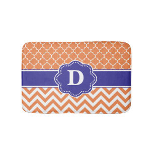 Orange Klee-Zickzack Monogramm-Badematte Badematte