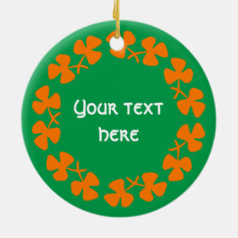 Orange Kleeblätter Border Add Text Keramik Ornament