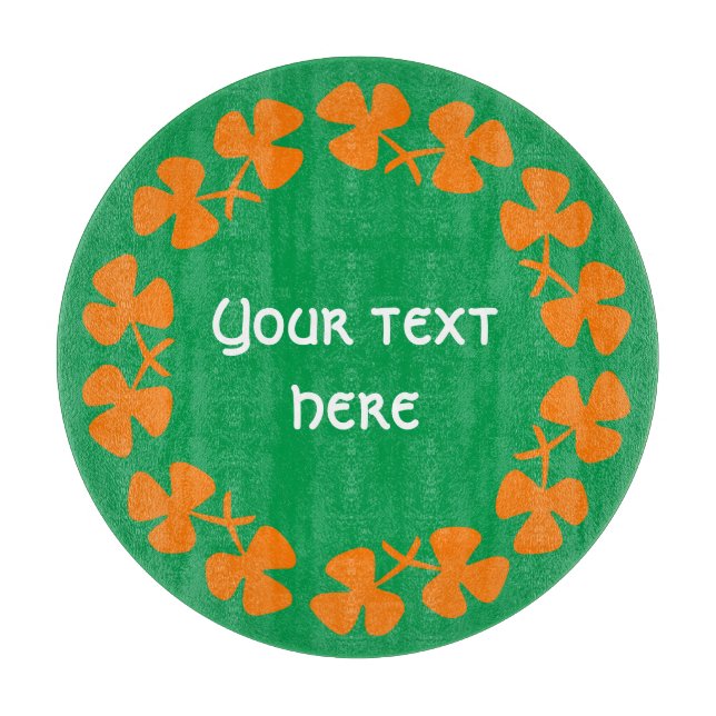 Orange Kleeblätter Border Add Text Schneidebrett (Vorderseite)