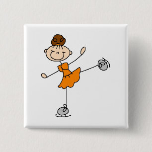 Orange Kleid Figur Eisläufer T-Shirts und Geschenk Button