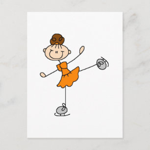 Orange Kleid Figur Eisläufer T-Shirts und Geschenk Postkarte