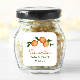 Orange Kleiner Schatz Citrus-Baby-Party Quadratischer Aufkleber