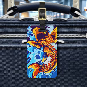 Orange Koi Fish Blue Gepäckanhänger