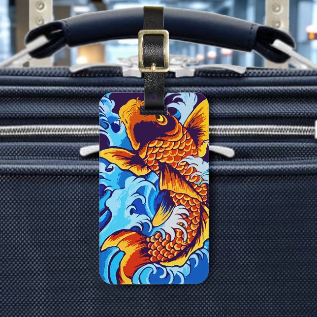 Orange Koi Fish Blue Gepäckanhänger (Von Creator hochgeladen)