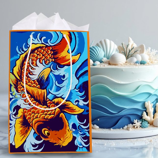 Orange Koi Fish Blue Mittlere Geschenktüte (Von Creator hochgeladen)