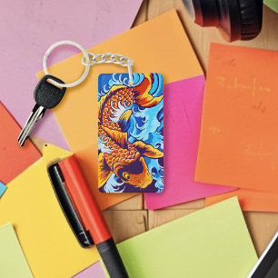 Orange Koi Fish Blue Schlüsselanhänger