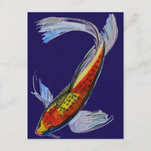 Orange Koi Japanischer Aquarellkarpfen Postkarte