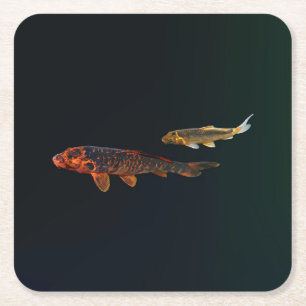Orange Koi und Gold Koi Rechteckiger Pappuntersetzer