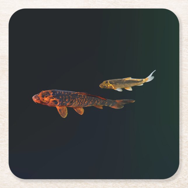 Orange Koi und Gold Koi Rechteckiger Pappuntersetzer (Vorderseite)