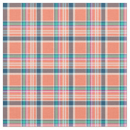 Orange Koralle und blaues Girly kariertes Stoff