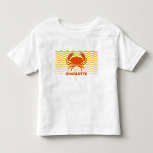 Orange Krabbe des Spaßes auf der sandigen Küste Kleinkind T-shirt