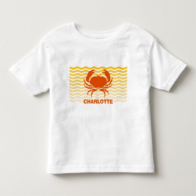 Orange Krabbe des Spaßes auf der sandigen Küste Kleinkind T-shirt (Vorderseite)