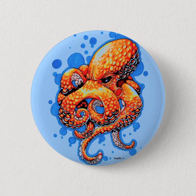 orange Krake Button (Vorderseite)