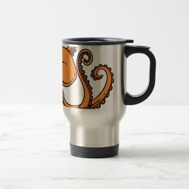 Orange Krake Reisebecher (Rechts)