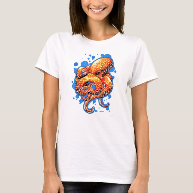 orange Krake - T-Shirt (Vorderseite)