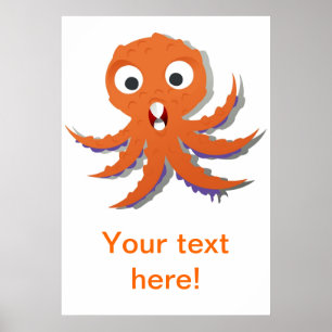 Orange Kraken-Cartoon Poster