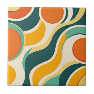 Orange Kreise und Farbströme Fliese