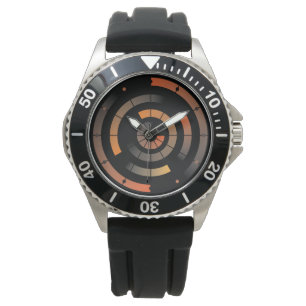 Orange Kreismuster-Radar-Uhr Armbanduhr