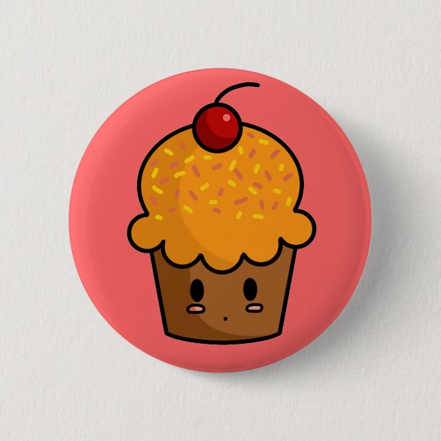Orange Kuchen-Knopf Button (Vorderseite)