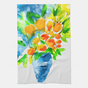 Orange kumquat frucht art watercolor geschirrtuch