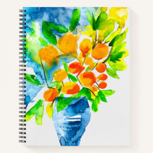 Orange kumquat frucht art watercolor notizbuch