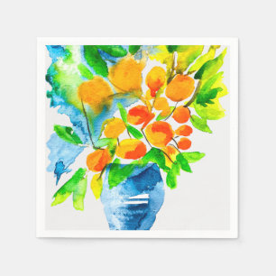 Orange kumquat frucht art watercolor serviette