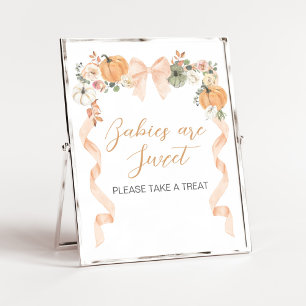 Orange Kürbis-Baby-Shower-Babys-sind-süß-Schild Poster