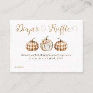 Orange Kürbis-Baby-Shower-Windel-Raffle-Einleger Visitenkarte