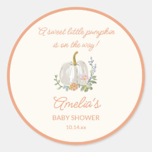 Orange Kürbis Blumen Herbst Baby Shower Willkommen Runder Aufkleber