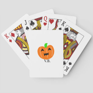 Orange Kürbis gruselige Augen Halloween Name hinzu Spielkarten