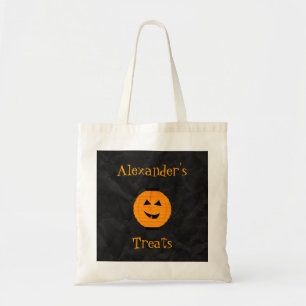 Orange Kürbis-Halloween-Leckereien Tragetasche