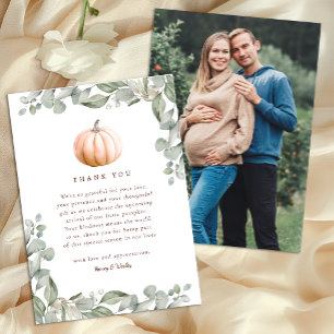 Orange Kürbis Herbst Baby Shower Dankeskarten Dankeskarte