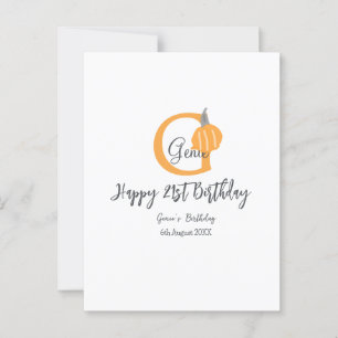 Orange Kürbis Herbst Geburtstag 21. grau Pastell H Postkarte
