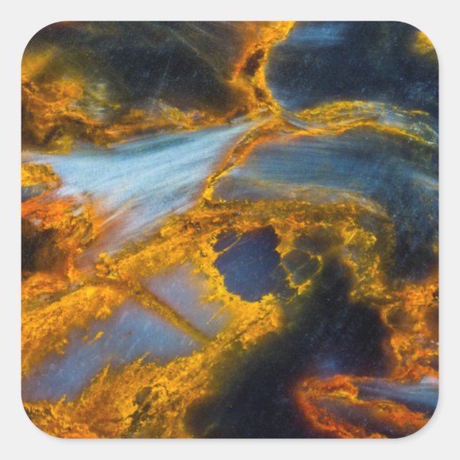 Orange Laced Pietersite Quadratischer Aufkleber (Vorderseite)