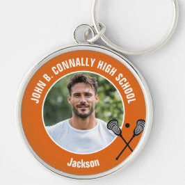 Orange Lacrosse Player Photo High School Schlüsselanhänger