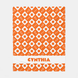 Orange Lacrosse Raute Muster Fleece Blanket