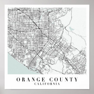 Orange Landkreis California Blue Water Street Kart Poster