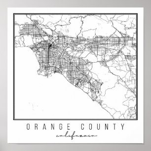 Orange Landkreis California Street Map Poster