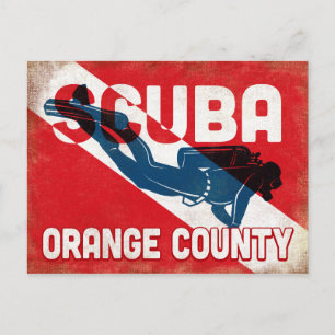Orange Landkreis Scuba Diver - Blue Retro Postkarte