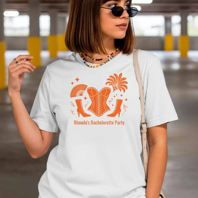 Orange Las Vegas Showgirl Bridesmaid Bach Party T-Shirt (Von Creator hochgeladen)