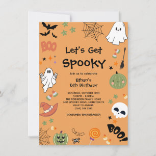 Orange Lass uns gruselig Halloween 6. Geburtstag Einladung