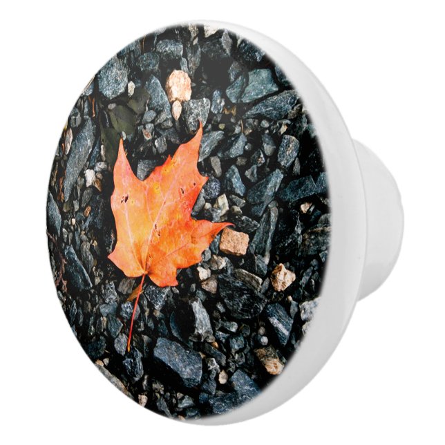 Orange Leaf Keramik Pull Keramikknauf (Rechts)